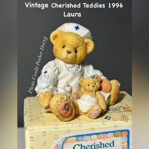 Vintage 30 years old,Cherished Teddies Laura Nurse Bear Figurine